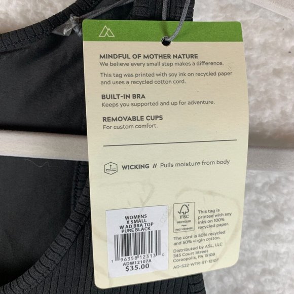 Alpine Design Tank Top Women's XS Black Ribbed Stretch Round Neck Cropped 7210 - Picture 3 of 9